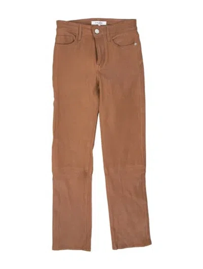 Pre-owned Frame Lamb Leather Straight Leg Pants W/ Tags In Neutral