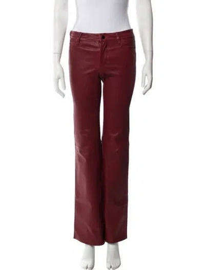 Pre-owned Frame Lamb Leather Straight Leg Pants W/ Tags In Red