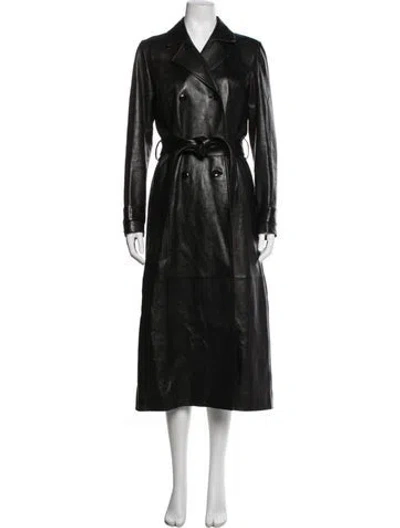 Pre-owned Frame Lamb Leather Trench Coat In Black