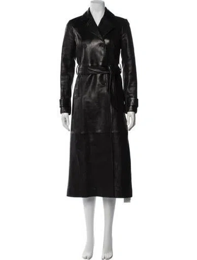 Pre-owned Frame Lamb Leather Trench Coat In Black