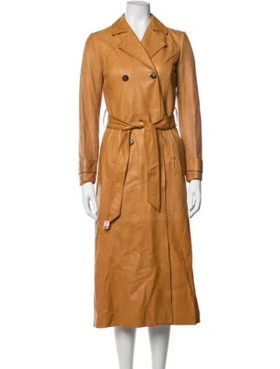 Pre-owned Frame Lamb Leather Trench Coat In Brown