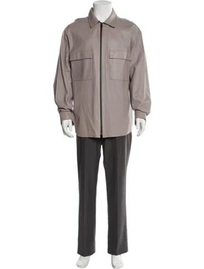 Pre-owned Frame Lamb Leather Trench Coat In Gray