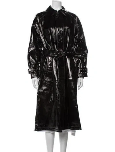 Pre-owned Frame Lamb Leather Trench Coat W/ Tags In Black