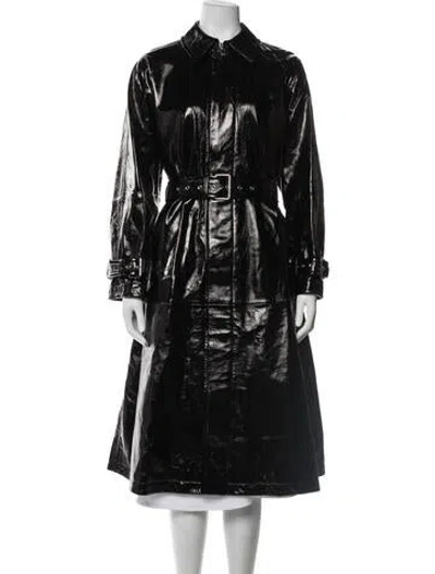 Pre-owned Frame Lamb Leather Trench Coat W/ Tags In Black