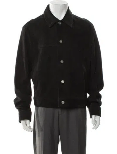 Pre-owned Frame Lamb Leather Trucker Jacket In Black