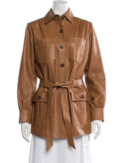 Pre-owned Frame Lamb Leather Utility Jacket In Brown