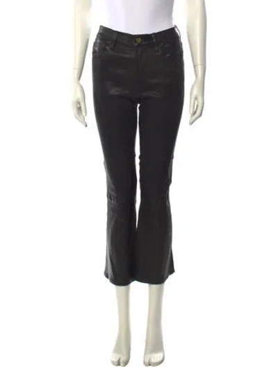 Pre-owned Frame Lamb Leather Wide Leg Pants In Black