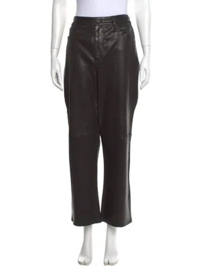 Pre-owned Frame Lamb Leather Wide Leg Pants In Black