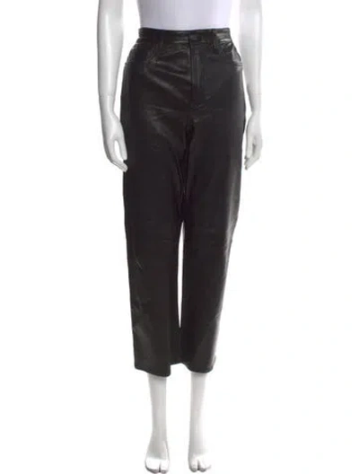 Pre-owned Frame Lamb Leather Wide Leg Pants In Black