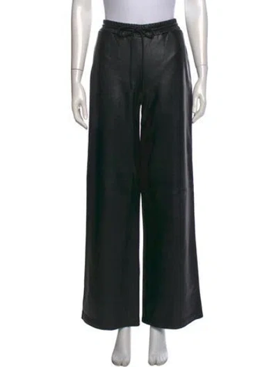 Pre-owned Frame Lamb Leather Wide Leg Pants In Black