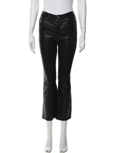 Pre-owned Frame Lamb Leather Wide Leg Pants In Black