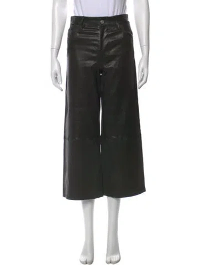 Pre-owned Frame Lamb Leather Wide Leg Pants In Black