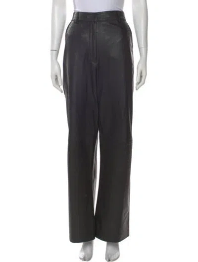 Pre-owned Frame Lamb Leather Wide Leg Pants In Black
