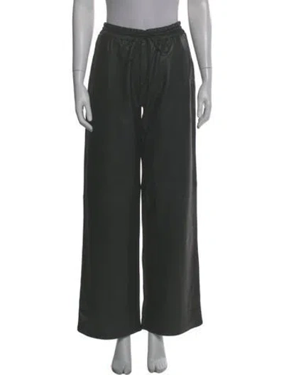Pre-owned Frame Lamb Leather Wide Leg Pants In Black