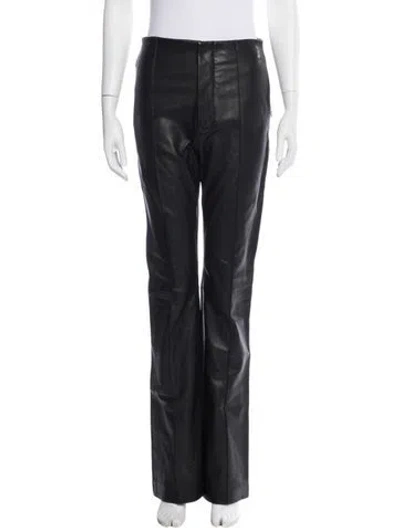 Pre-owned Frame Lamb Leather Wide Leg Pants In Black