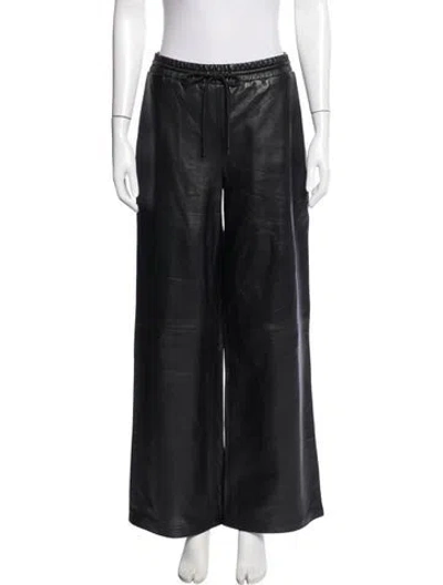 Pre-owned Frame Lamb Leather Wide Leg Pants In Black