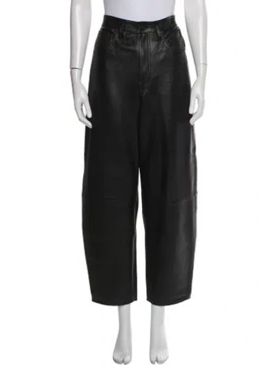 Pre-owned Frame Lamb Leather Wide Leg Pants In Black