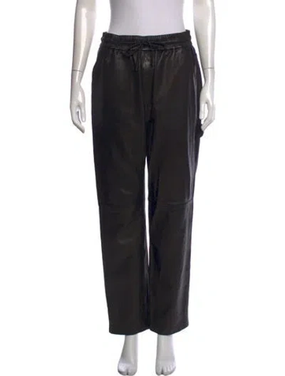 Pre-owned Frame Lamb Leather Wide Leg Pants In Black