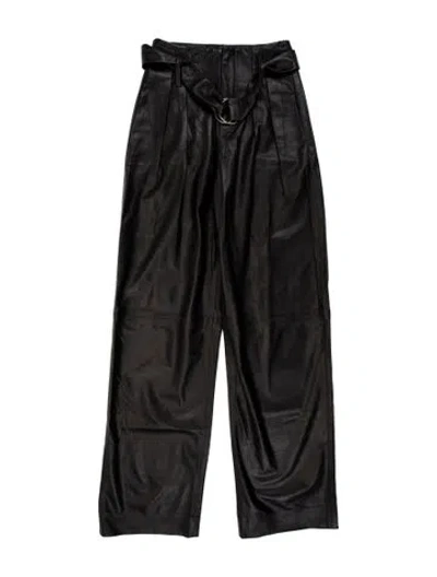 Pre-owned Frame Lamb Leather Wide Leg Pants In Black