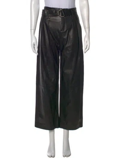 Pre-owned Frame Lamb Leather Wide Leg Pants In Black