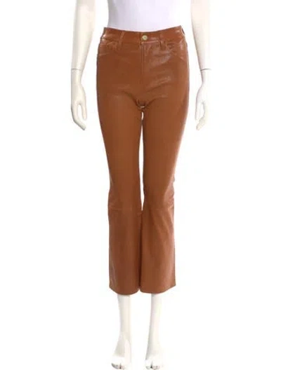 Pre-owned Frame Lamb Leather Wide Leg Pants In Brown