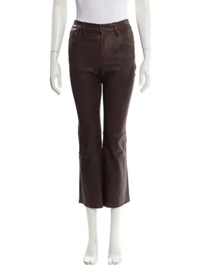 Pre-owned Frame Lamb Leather Wide Leg Pants In Brown