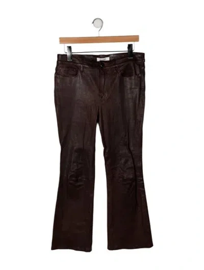 Pre-owned Frame Lamb Leather Wide Leg Pants In Brown