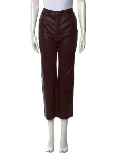 Pre-owned Frame Lamb Leather Wide Leg Pants In Brown