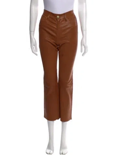 Pre-owned Frame Lamb Leather Wide Leg Pants In Brown