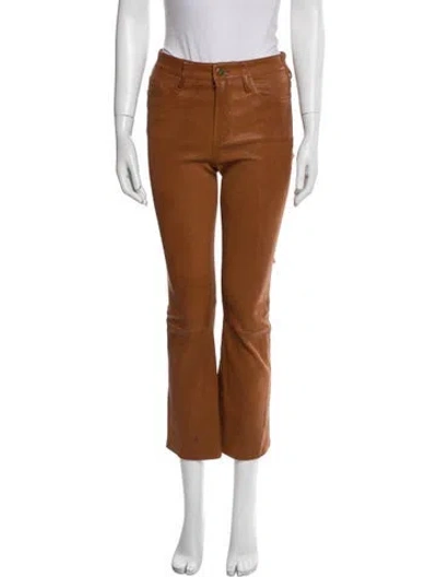 Pre-owned Frame Lamb Leather Wide Leg Pants In Brown