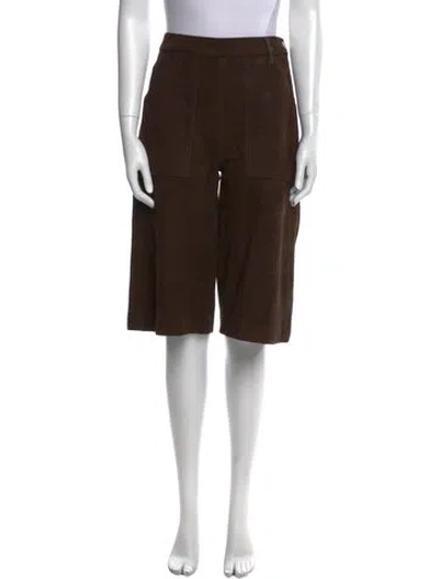 Pre-owned Frame Lamb Leather Wide Leg Pants In Brown