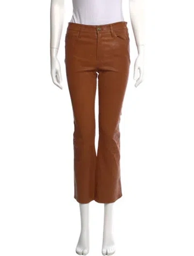 Pre-owned Frame Lamb Leather Wide Leg Pants In Brown
