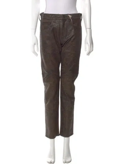 Pre-owned Frame Lamb Leather Wide Leg Pants In Brown