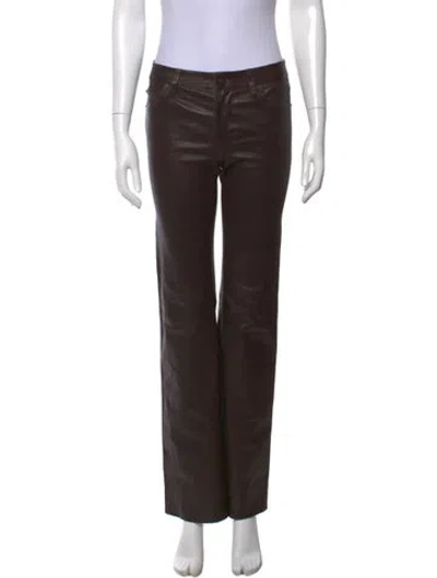 Pre-owned Frame Lamb Leather Wide Leg Pants In Brown