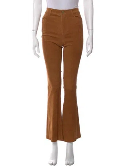 Pre-owned Frame Lamb Leather Wide Leg Pants In Brown