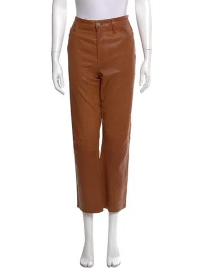 Pre-owned Frame Lamb Leather Wide Leg Pants In Brown