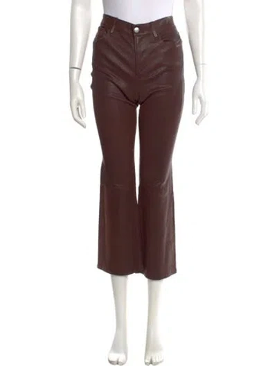 Pre-owned Frame Lamb Leather Wide Leg Pants In Brown