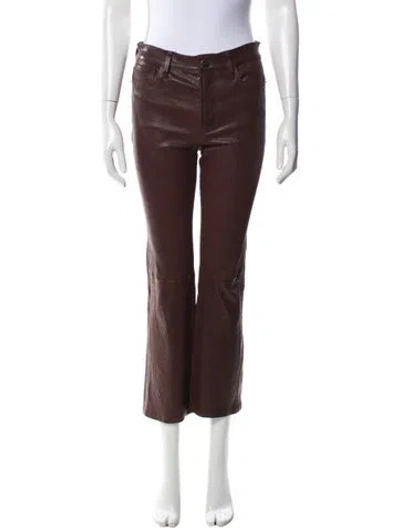 Pre-owned Frame Lamb Leather Wide Leg Pants In Brown