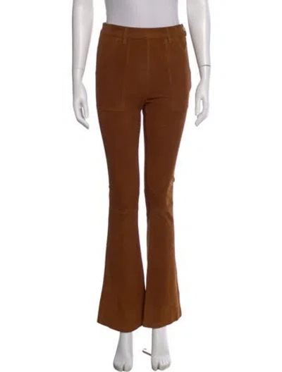 Pre-owned Frame Lamb Leather Wide Leg Pants In Brown