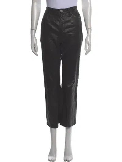 Pre-owned Frame Lamb Leather Wide Leg Pants In Gray