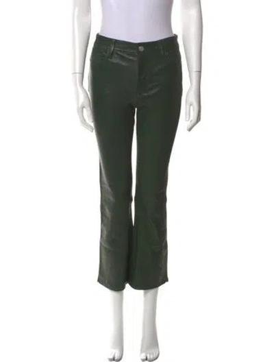 Pre-owned Frame Lamb Leather Wide Leg Pants In Green