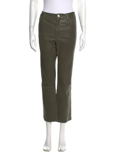 Pre-owned Frame Lamb Leather Wide Leg Pants In Green