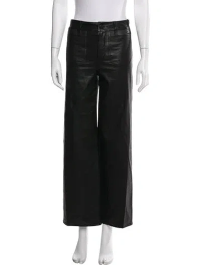 Pre-owned Frame Lamb Leather Wide Leg Pants In Green