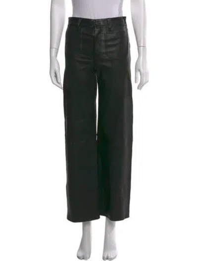 Pre-owned Frame Lamb Leather Wide Leg Pants In Green