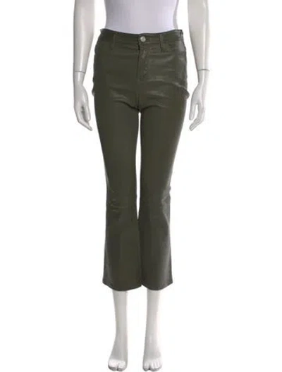 Pre-owned Frame Lamb Leather Wide Leg Pants In Green