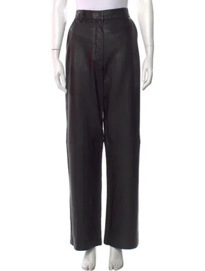 Pre-owned Frame Lamb Leather Wide Leg Pants W/ Tags In Black