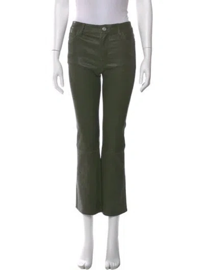Pre-owned Frame Lamb Leather Wide Leg Pants W/ Tags In Green