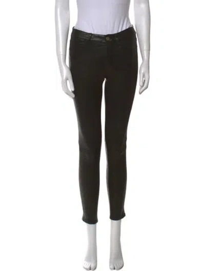 Pre-owned Frame Lambskin Skinny Leg Pants In Black