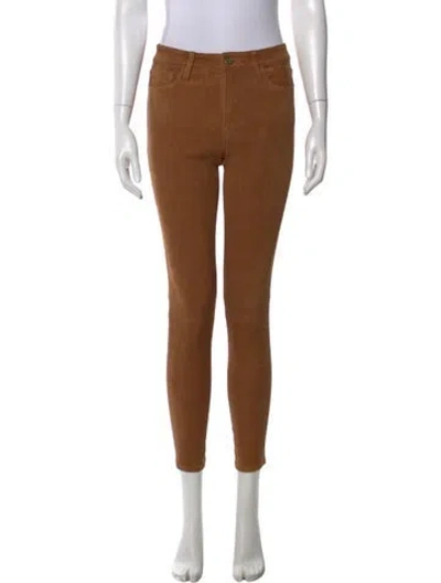 Pre-owned Frame Lambskin Skinny Leg Pants In Brown