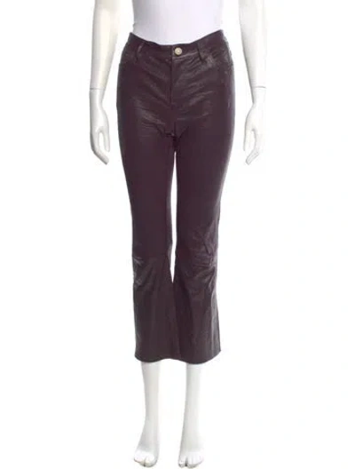 Pre-owned Frame Lambskin Straight Leg Pants In Purple